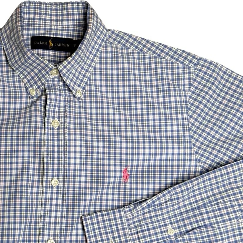 Ralph Lauren Blue Plaid Button Down Shirt -‎ Pink Pony Men’s Sz Small